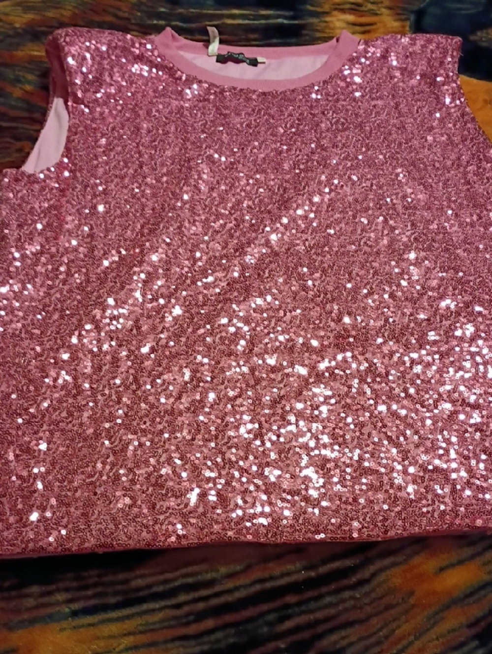 Women's Pink Sequin Tank Top - Sparkle Style